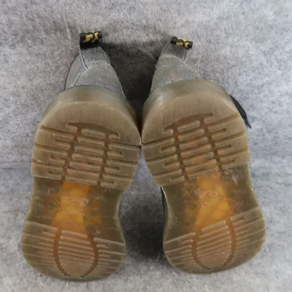 Dr Martens Shoes Kids 3 Boots Combat Delaney Crackle Iridescent Leather Docs Dm